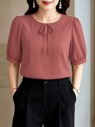 Blusa terracota plisada lazo