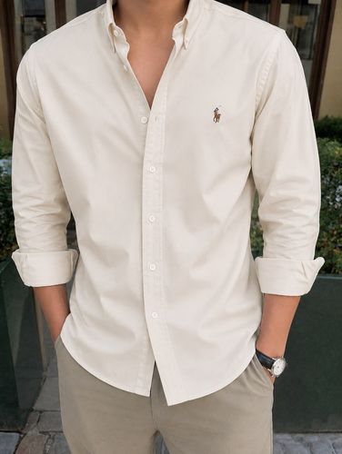 Camisa Oxford blanca manga larga