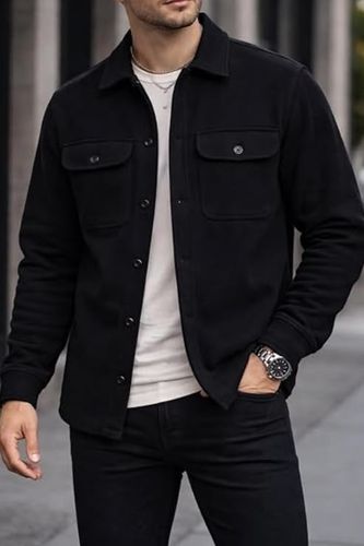 Chaqueta camisera negra acolchada