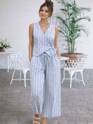 Conjunto rayas azules top cruzado