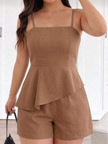 Enterizo corto peplum camel