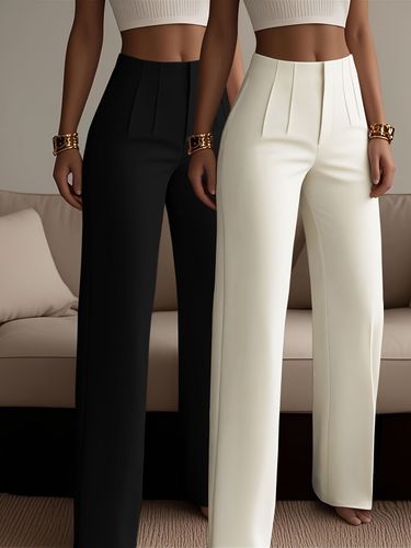 Pantalón sastre pierna ancha negro y blanco