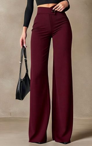 Pantalón vino tinto pierna ancha