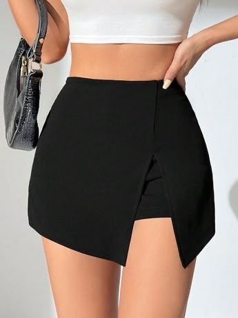Short falda negro cruzado