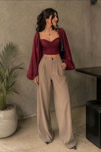 Top corset burdeos manga globo